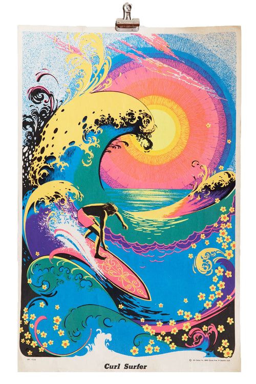 CURL SURFER | Blacklight Poster