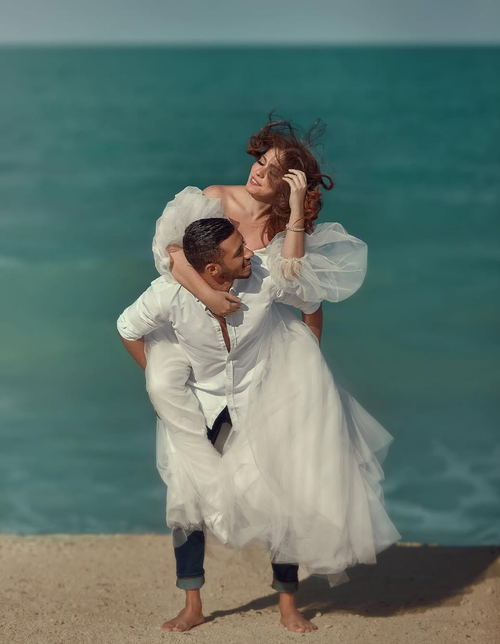 Cute A Line Puff Sleeve White Tulle Long Wedding Dress
