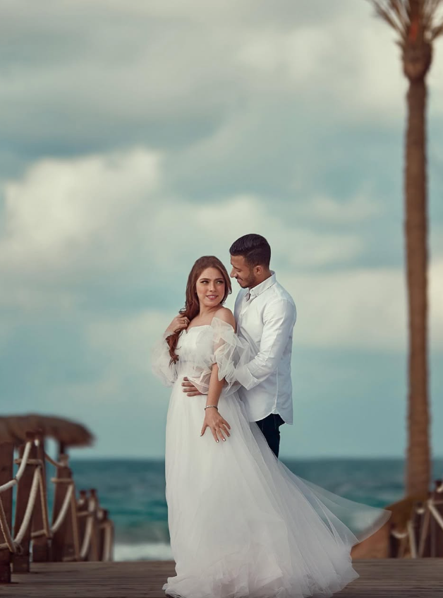 Cute A Line Puff Sleeve White Tulle Long Wedding Dress