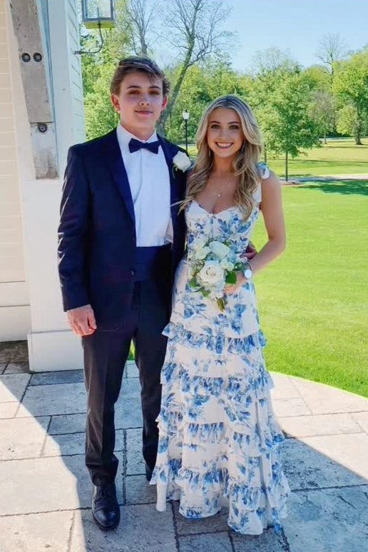 Cute A Line Sweetheart Long Floral Prom Dresses Formal Dresses