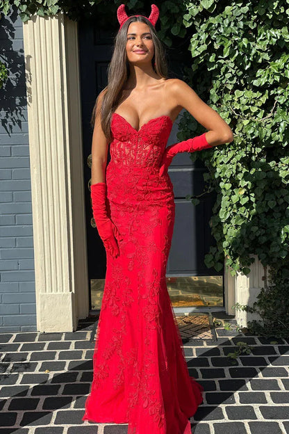 Cute Mermaid Sweetheart Light Blue Lace Long Prom Dresses
