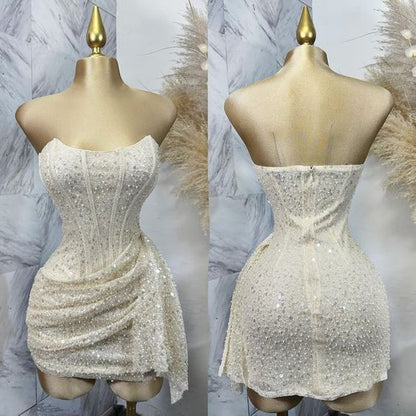 Cute Pink Sleeveless Sequined Slim Fit Hip 17th Birthday Homecoming Dress