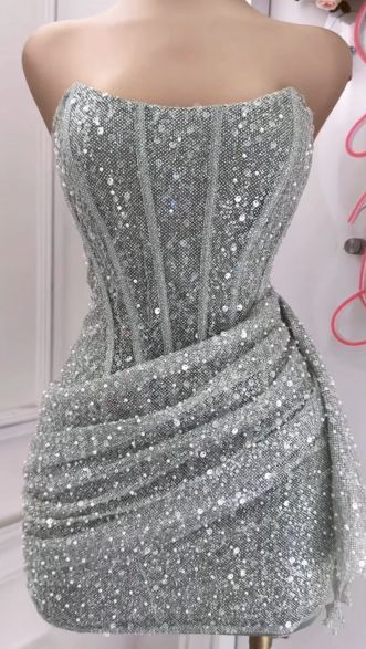 Cute Pink Sleeveless Sequined Slim Fit Hip 17th Birthday Homecoming Dress