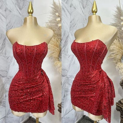 Cute Pink Sleeveless Sequined Slim Fit Hip 17th Birthday Homecoming Dress