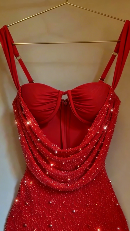 Cute Pink Suspender Hollow Beaded Hip-hugging 17th Birthday Homecoming Dress