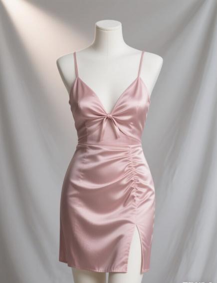Cute Spaghetti Strap Sheath Short Prom Dresses Satin Pink Hoco Dresses