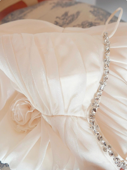 Cute Suspender 3D Flower Tulle Hip Wrap 17th Birthday Homecoming Dress