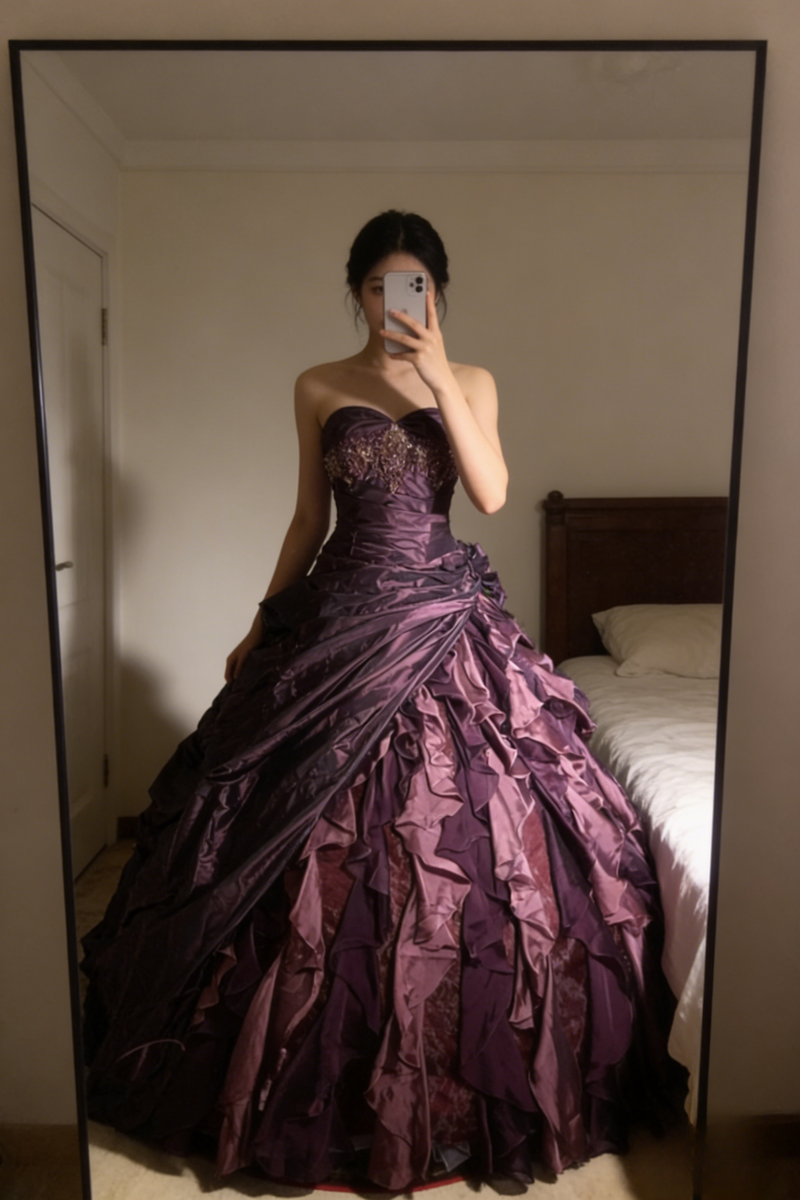 Cute Sweetheart A-Line Long Prom Dresses Satin Grape Quinceanera Dresses Sleeveless Sweet 16 Dress
