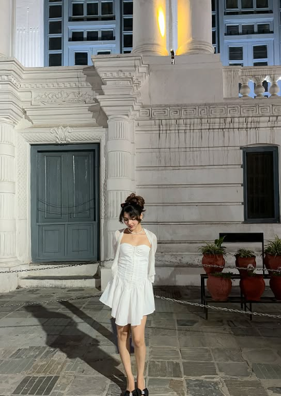 Cute Tube Top Herringbone White Irregular Birthday Dress Homecoming Dress