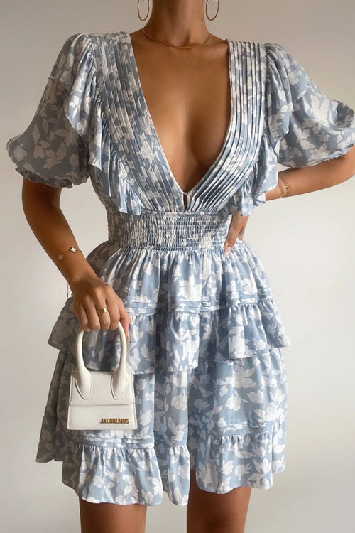 Dalia Dress - Blue Floral - SHOPJAUS - JAUS