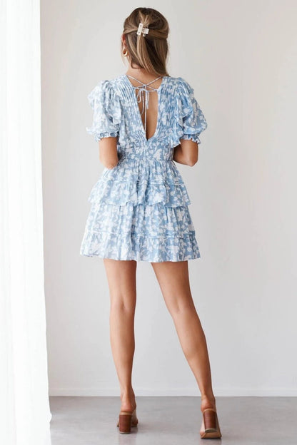 Dalia Dress - Blue Floral - SHOPJAUS - JAUS
