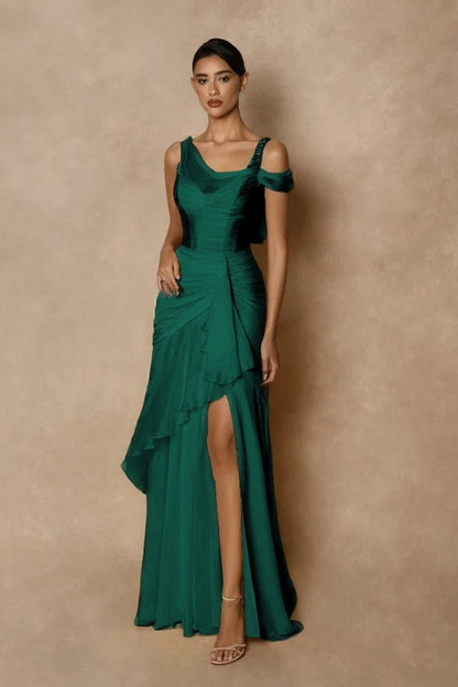 Dazzling Gold Straps Prom Dress Sleeveless Pleatedes with