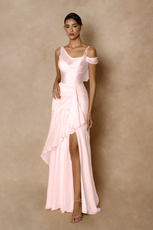 Dazzling Gold Straps Prom Dress Sleeveless Pleatedes with
