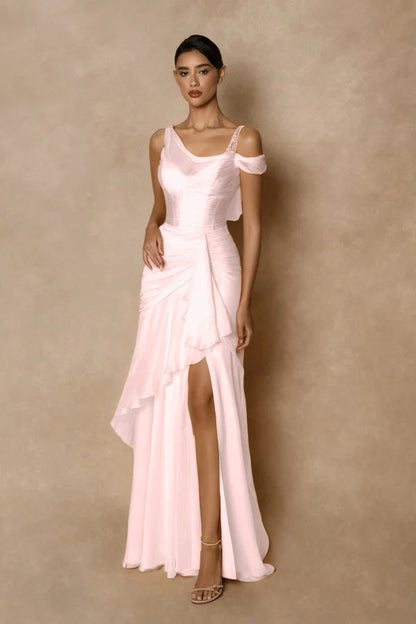 Dazzling Gold Straps Prom Dress Sleeveless Pleatedes with
