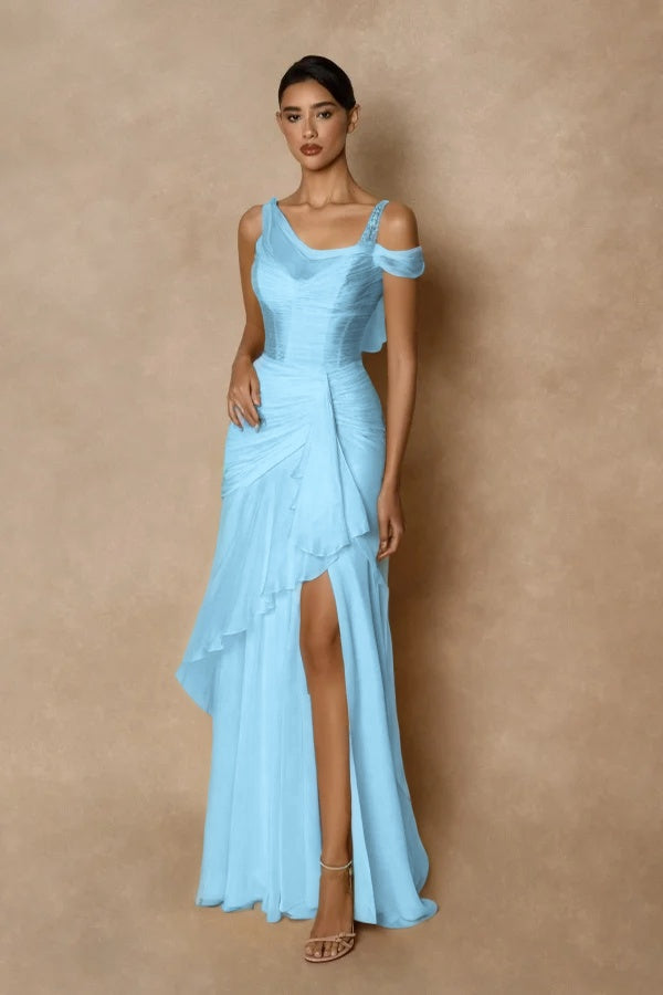 Dazzling Gold Straps Prom Dress Sleeveless Pleatedes with