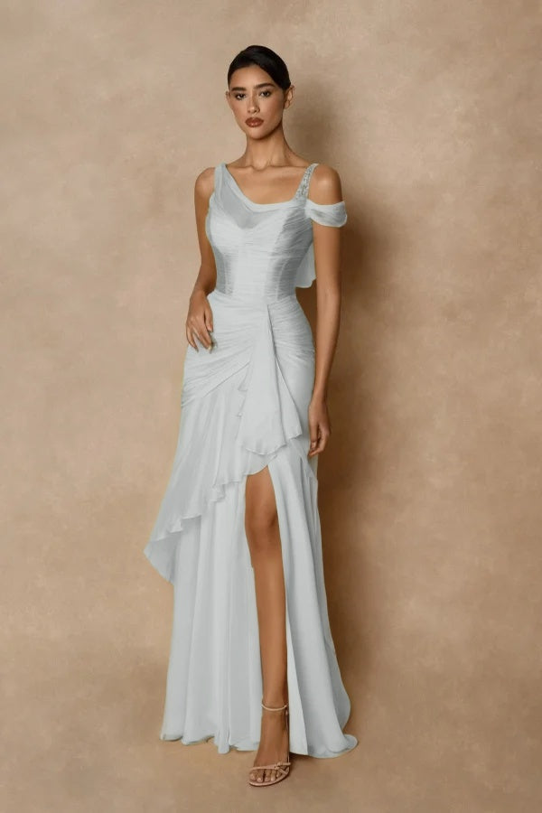 Dazzling Gold Straps Prom Dress Sleeveless Pleatedes with