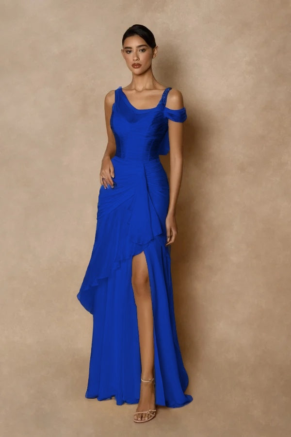 Dazzling Gold Straps Prom Dress Sleeveless Pleatedes with