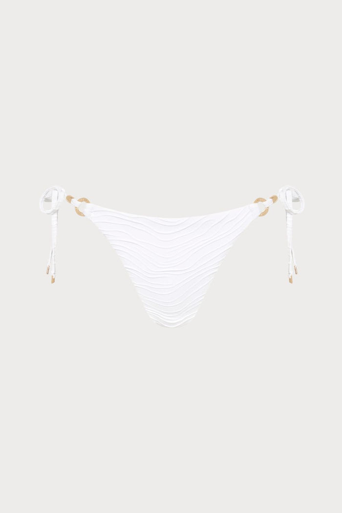 De Soleil Tie Side Bikini Bottom in White, Size L (UK 14)