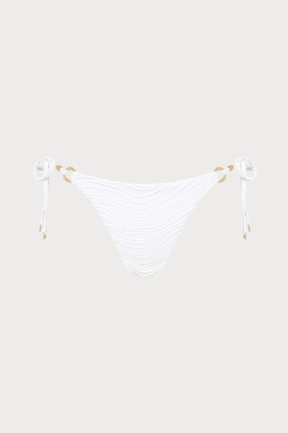 De Soleil Tie Side Bikini Bottom in White, Size L (UK 14)