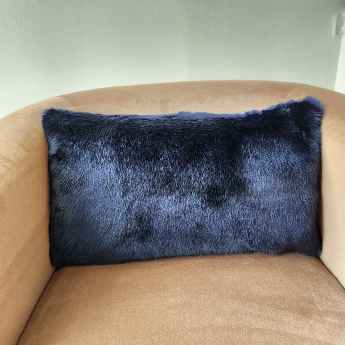 Deep Blue Faux Fur Pillow
