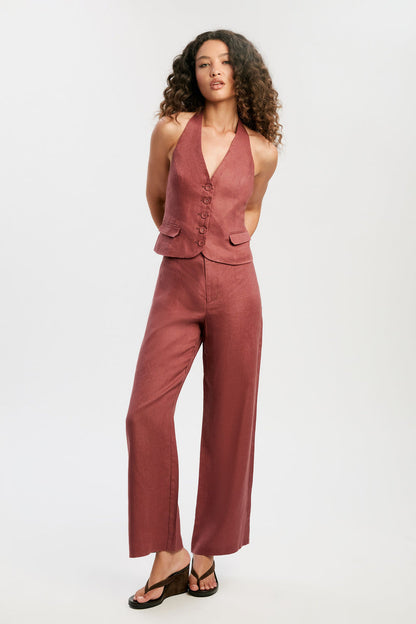 Domenica Linen Pant - Chestnut