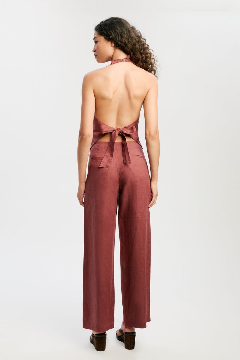 Domenica Linen Pant - Chestnut