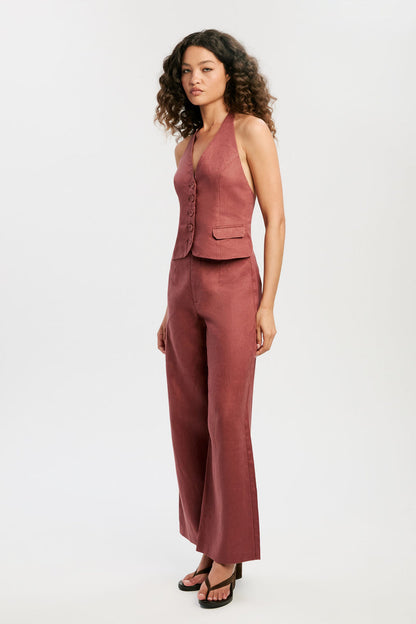 Domenica Linen Pant - Chestnut