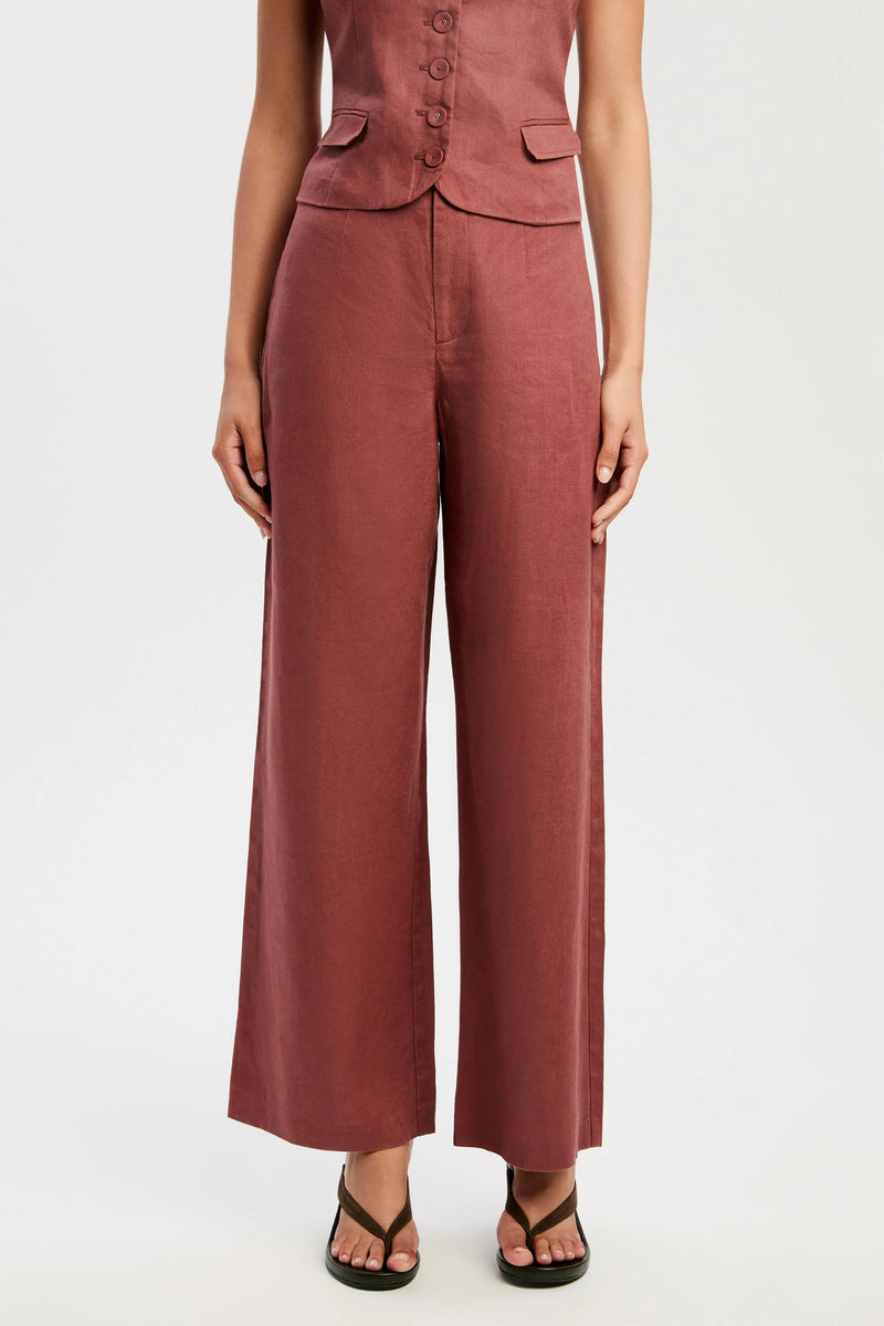 Domenica Linen Pant - Chestnut