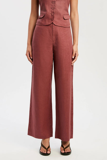 Domenica Linen Pant - Chestnut