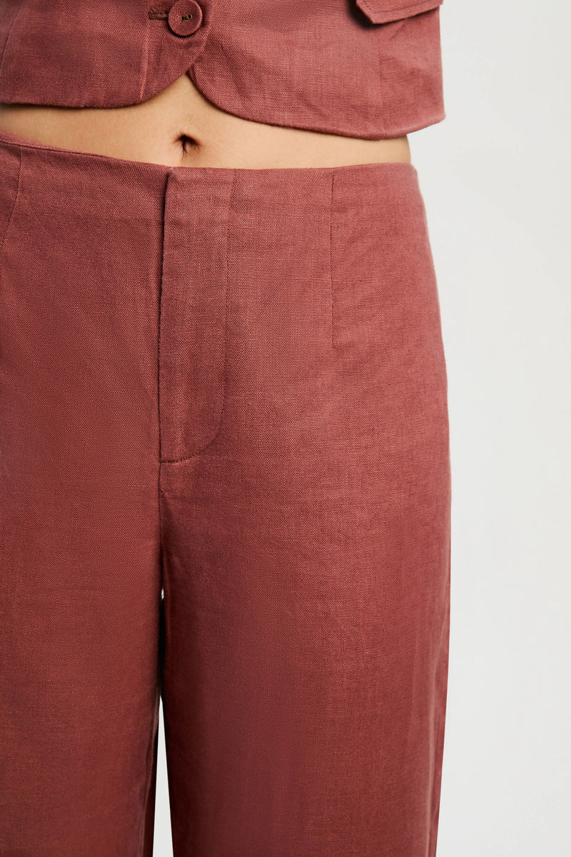 Domenica Linen Pant - Chestnut