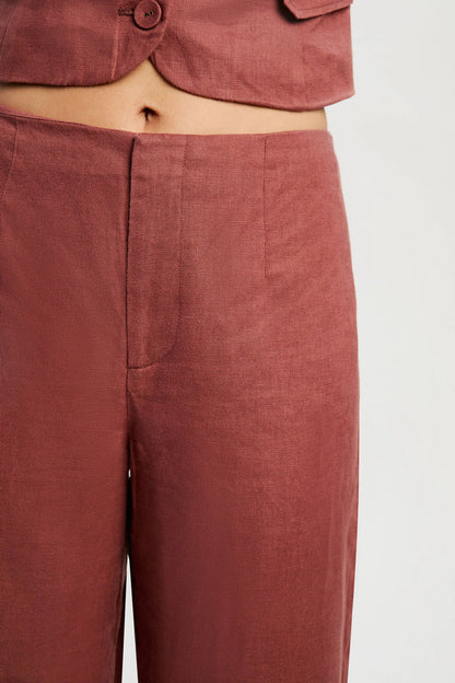 Domenica Linen Pant - Chestnut