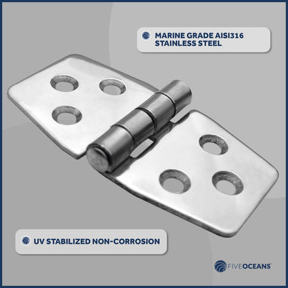 Door Hinge 3" x 1-9/16", AISI 316 Stainless Steel, 2-Pack - FO628-M2 - Five Oceans