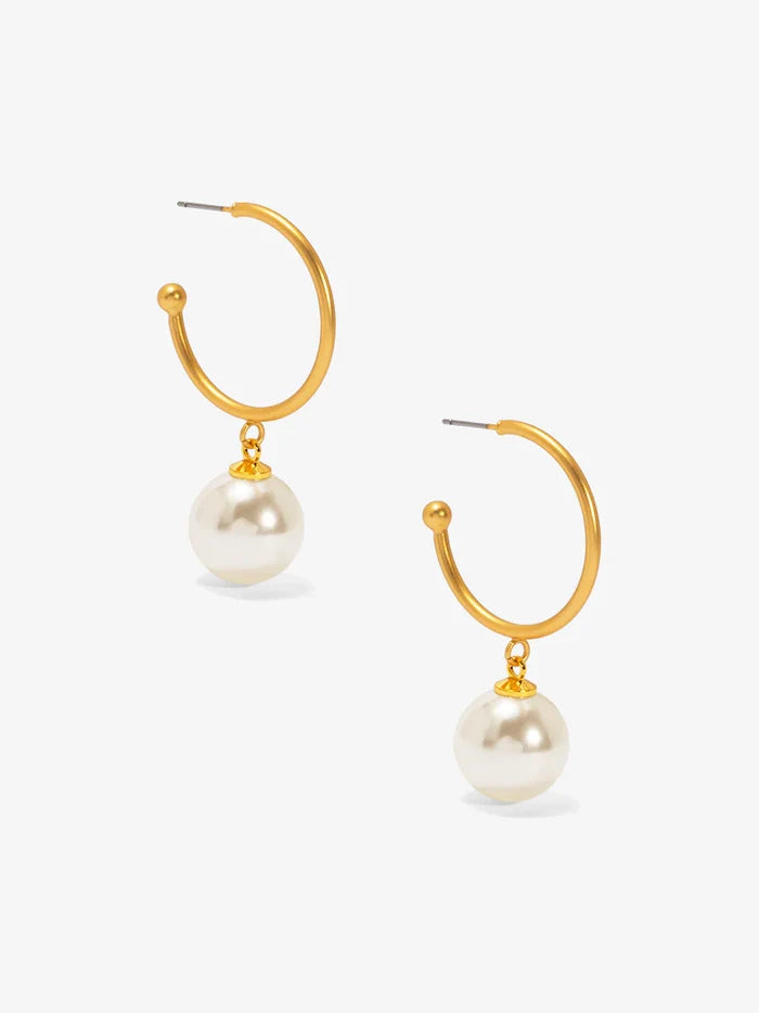 Earring - Hoop Drop Pearl Bead - Findlay Rowe Designs