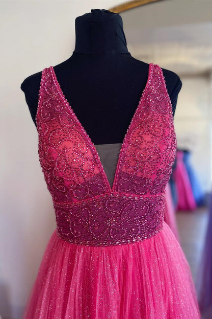 Elegant A-line Beaded Long Formal Dress