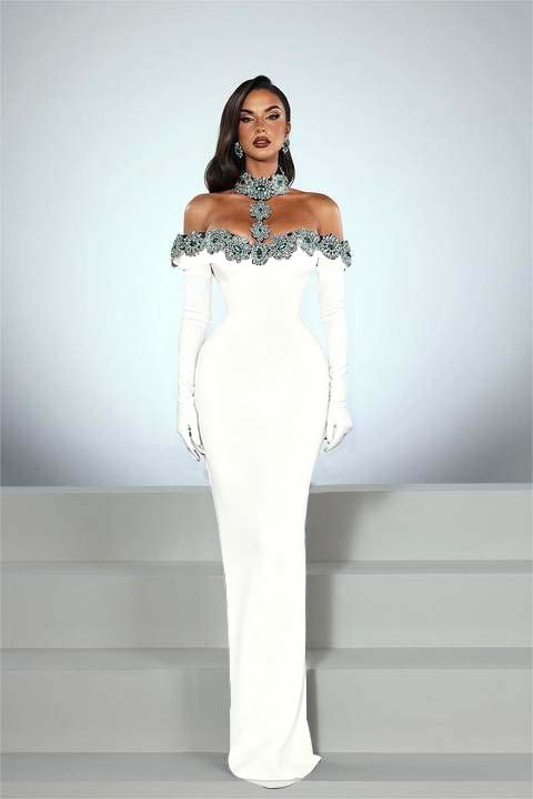 Elegant Black Half Sleeves Mermaid Prom Dress withstones