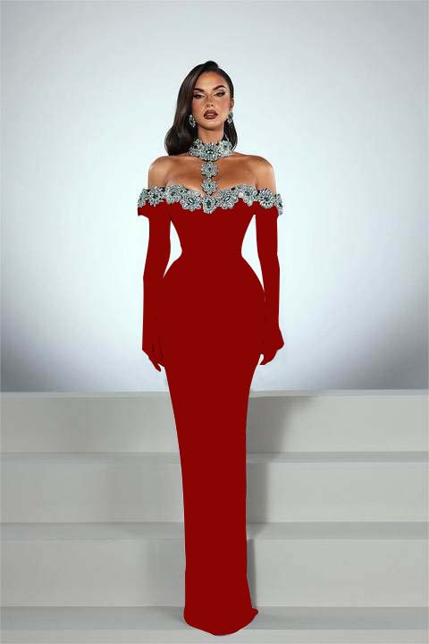 Elegant Black Half Sleeves Mermaid Prom Dress withstones