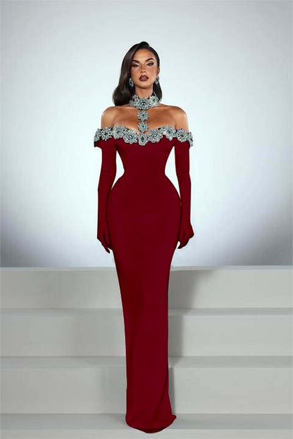 Elegant Black Half Sleeves Mermaid Prom Dress withstones