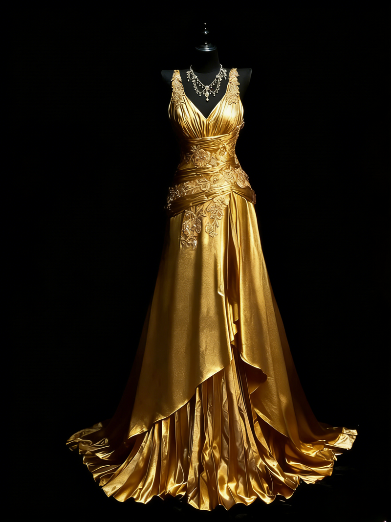Elegant Grape Long Prom Dresses Satin V-neck A-line Evening Dresses Appliques Sleeveless Formal Dresses
