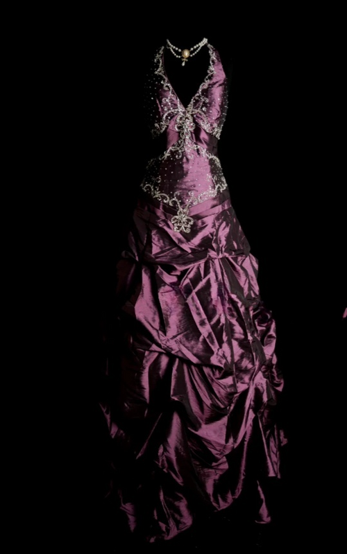 Elegant Halter Purple Long Prom Dresses Beaded Satin A-Line Birthday Dress