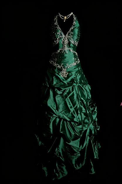 Elegant Halter Purple Long Prom Dresses Beaded Satin A-Line Birthday Dress