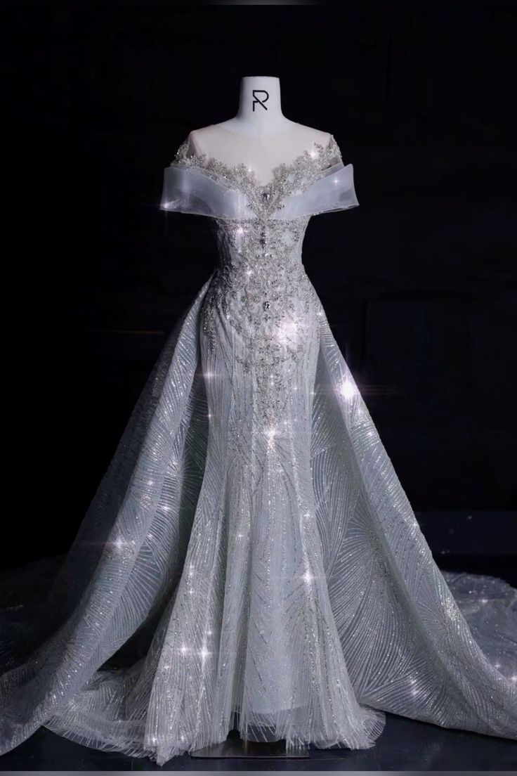 Elegant Mermaid Scoop Neckline Sequin Long Wedding Dresses