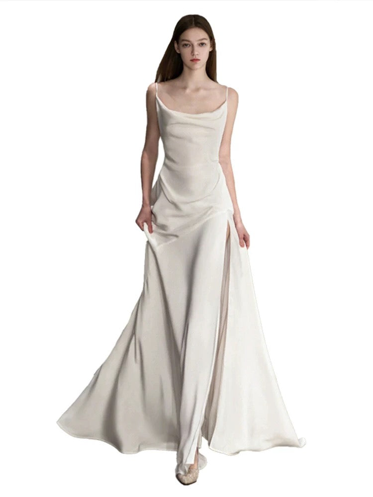 Elegant Mermaid Spaghetti Straps Long White Wedding Dresses