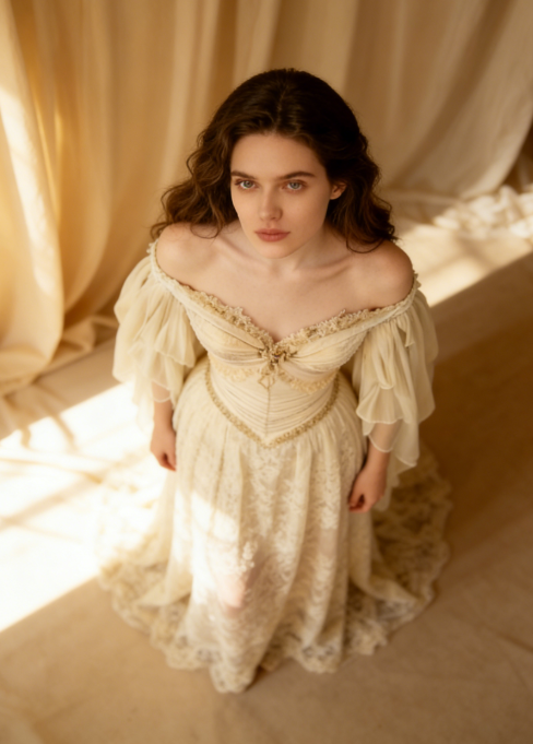 Elegant Off-shoulder A-Line Beige Long Wedding Dresses Chiffon Lace Beige Bridal Dresses