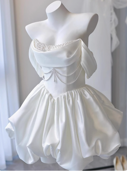 Elegant Satin One Shoulder Short Birthday Dress Homecoming Dress
