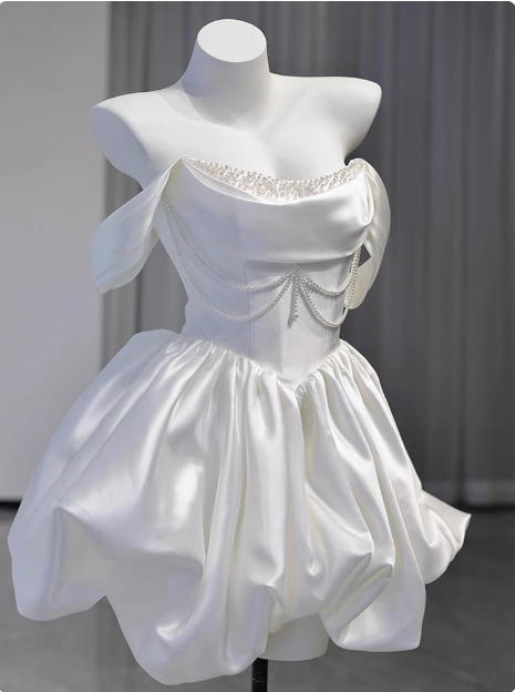 Elegant Satin One Shoulder Short Birthday Dress Homecoming Dress