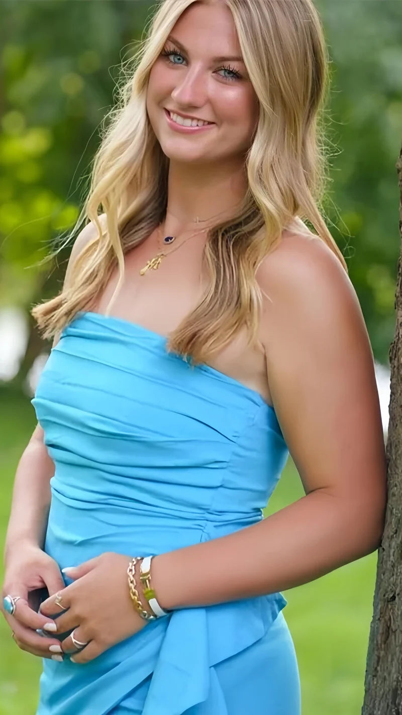 Elegant Strapless Ruffle Blue Short Homecoming Dress