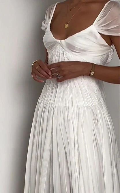 Elegant White A-Line Bride Gowns Enchanted Chiffon Luxury Wedding Dress