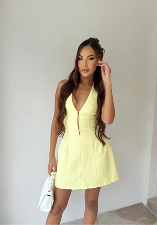 Elisabeth Mini Dress - Lemon - SHOPJAUS - JAUS