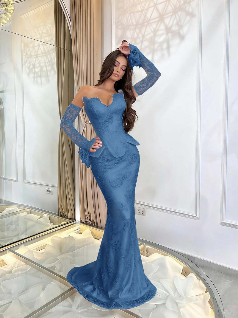 Enchanting Burgundy Sleeveless Prom Dress Mermaid Applique with Lace Gloves