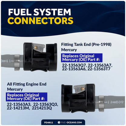 EPA 3/8" Fuel Line Assembly for Mercury Outboards & Tanks (Pre-1998) - FO4911 - Five Oceans